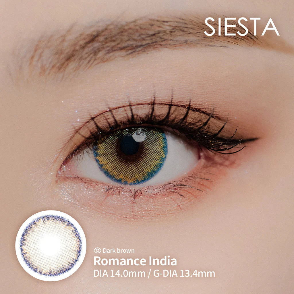 Lente de contacto colorida Romance India da V. Color Lenses — Castanho profundo com nuances quentes de especiaria. (vista adicional 4)
