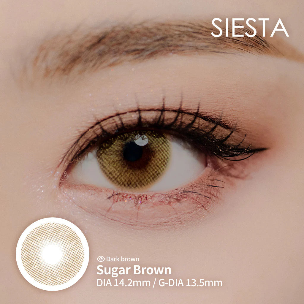 Lente de contacto colorida Sugar Brown da V. Color Lenses — Castanho claro adocicado, com luminosidade de caramelo. (vista adicional 3)