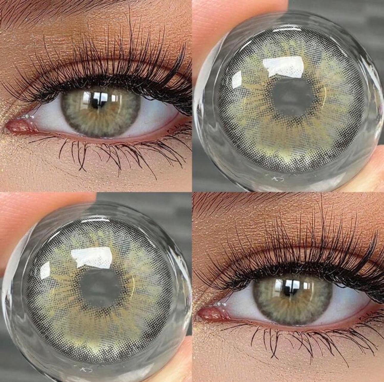 Lente de contacto colorida Mi22-5 Cleopatra Gray da V. Color Lenses — Cinzento com limbo escuro que amplia visualmente a íris. (vista adicional 2)